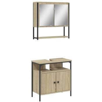 Set de muebles de baño 2 pzas madera contrachapada roble Sonoma
