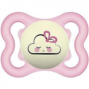 MAM Chupete Supreme Night, con Tetina extrafina y flexible y Escudo con grandes orificios, Brilla en la Oscuridad, Silicona SkinSoftTM ultrasuave, 2+ meses, Rosa, 1 unidad, caja auto esterilizadora