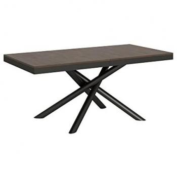 Mesa extensible 90x180/284 cm Famas Evolution con estructura antracita y acabado en nogal