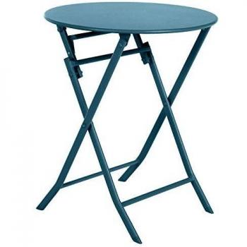 Mesa de Jardín Redonda Plegable Greensboro Azul Canario - 2 Plazas - Hespéride