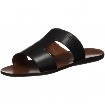 Tommy Hilfiger Hilfiger Leather Slipon Sandal, Chanclas para Hombre, Negro