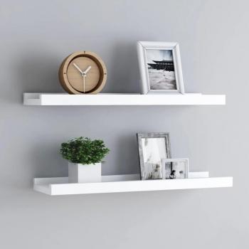 vidaXL Picture Frame Ledge Shelves 2 pcs White 60x9x3 cm MDF