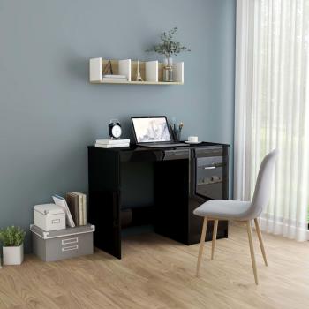 High Gloss Black Engineered Wood Desk 100x50x76 cm