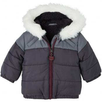 VERTBAUDET Chaqueta Acolchada con Capucha para bebé niño con Forro y Guateado Gris Oscuro 9M