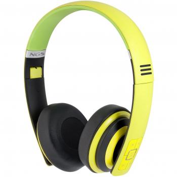 NGS Artica Premium - Auriculares de diadema cerrados con Bluetooth, negro y amarillo