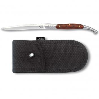 Outletdelocio. Navaja Estilete con Mango Acero/Stamina. Hoja de Acero INOX de 8 cm. Funda Nylon incluida. 36583/23054