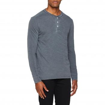 SELECTED HOMME Slhben Overdye LS Split Neck tee W Noos, Camisa Manga Larga para Hombre, Azul Dark Sapphire, Large