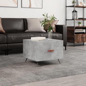 Mesa de centro de salón de hormigón gris y madera multicapa, dimensiones 50x50x40 cm