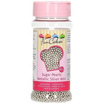 Perlas azucar metal.80gr funca g42730-plata 2mm