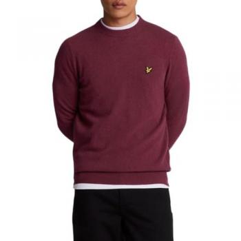 Lyle & Scott Men's Lambswool Blend Crew Neck Jumper - Burgundy Marl - Size: L