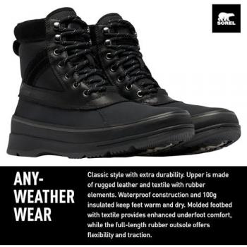 Sorel Ankeny II Waterproof Men's Winter Boots Size 13 M Black