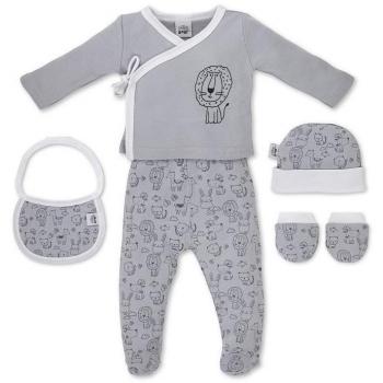 Set Regalo de Primera Puesta en Bambú con Estampado de León y Accesorios para Bebé