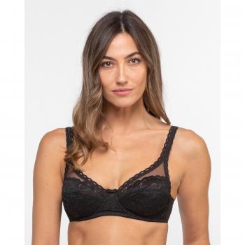 Sujetador con aros Playtex de encaje reciclado y tul, modelo BVT 95 D, color negro