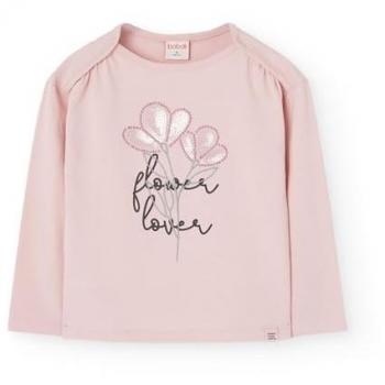 Camiseta de niña Boboli de punto elástico con manga larga y dibujo frontal