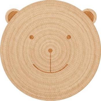 Alfombra de Vinilo Infantil Oso Adrián, Textura Natural, Diámetro 180 cm