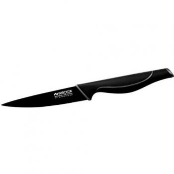 Cuchillo Multiusos Wave Nirosta 12-24 cm con Revestimiento Antiadherente en Acero Inoxidable y Mango de Polipropileno y Elástomero, Negro y Gris