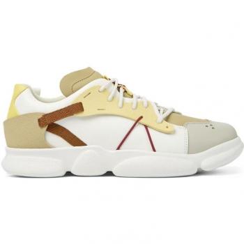 CAMPER Twins Sneakers for Men - White/Grey/Beige, Size 40, Smooth Leather/Cotton Fabric
