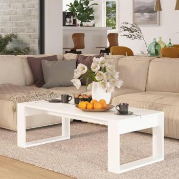 Mesa de centro SUNG-LL de aglomerado negro con brillo, mesita de salón y comedor, dimensiones 110x50x35 cm