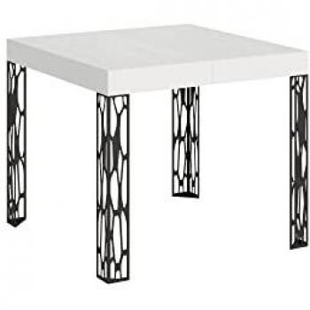 Mesa extensible Ghibli 90x90/246 cm Fresno Blanco con estructura Antracita