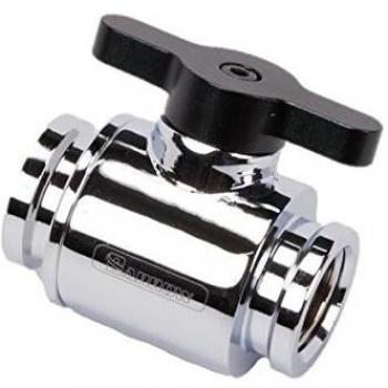 Barrow G1/4 Mini Valve with Aluminum Handle, Silver Body, Black Handle