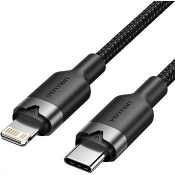 Cable USB Tipo-C a Lightning Vention 1m 27W 480Mbps Negro