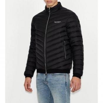 Armani Exchange Men's Padded Down Jacket - Black/Melange Grey, Size L
