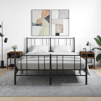 Mesita de noche 2 unidades madera ingeniería 40x41x50 cm en colores Negro, Roble Sonoma y Roble ahumado, ideal para habitación, dormitorio o salón, también como mesa auxiliar