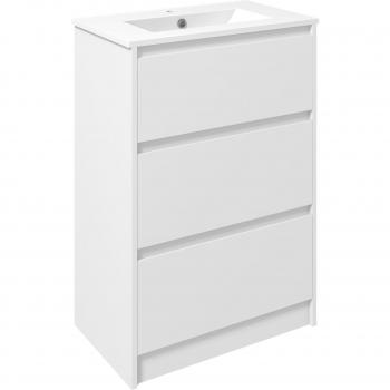 Mueble de Baño con Lavabo Alika Homcom 2 Cajones Blanco Brillante