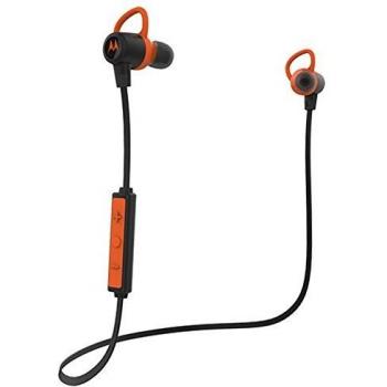 Motorola VerveLoop+ - Auriculares Inalámbricos Bluetooth Estéreo Ultraligeros, Resistentes al Agua IP57, Color Negro/Naranja