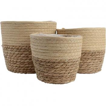 Conjunto de 3 cestos de yute ø20 20x20x17cm