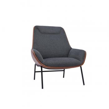 Sillón moderno Marceau de tejido efecto aterciopelado texturizado gris oscuro marrón