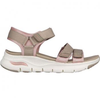 Zapatillas Skechers Arch Fit - Fresh Blo Mujer Taupe Webbing/Pink