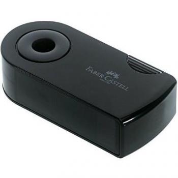 Afilalápices con Funda Protectora Doble Deposito Faber-Castell Negro