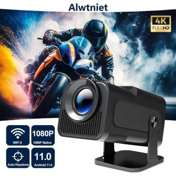 Proyector Portátil Alwtnet HY320 4K Nativo 1080P, Android 11, 390 ANSI, Dual Wifi6, BT5.0 para Cine al Aire Libre