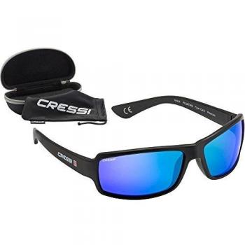 Cressi Ninja Floating - Gafas Flotantes Polarizadas para Deportes con una protección 100% UV Adultos Unisex, Negro/Lentes Azul Espejadas