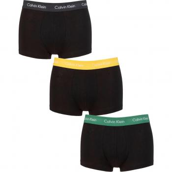 Calvin Klein Men's Low Rise Trunks Trio Pack - Black, Yellow & Green Size S