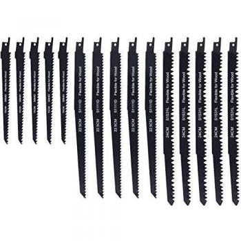 Hojas de Sierra Sable 15 pcs, Sweetone Hojas de Sierra Sable para Madera y Metal con Estuche Organizador, Hojas de Sierra Sable para Metal, para madera,metal o plástico, Ideal para cortar ramas