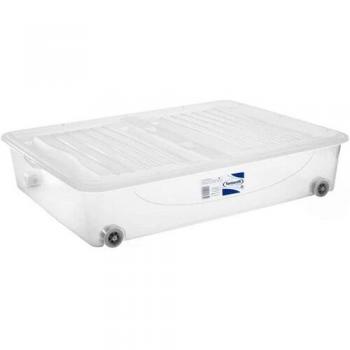 Caja de Almacenaje Tontarelli 56.4 L con Tapa y Ruedas, Transparente - Espaciosa y Funcional, Resistente y Duradera, Ahorra Espacio