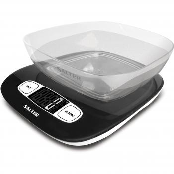 Salter 1073 BKDR Bßscula de Cocina Digital, lÝnea Contour High, Aquatronic, 10 kg, Black, Plástico, Negro