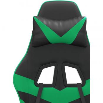 Silla de juego negro y verde en cuero sintético