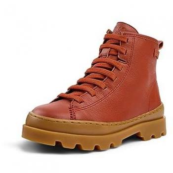 Botines Camper Brutus Kids de piel rojos con cordones y suela dentada, tamaño 32 EU