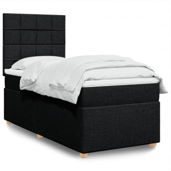 Cama box spring con colchón negro 80x200 cm en tela