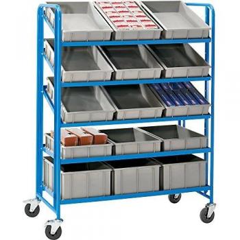 Carro de Estantes Eurokraft Pro con 15 Eurocajas, Dimensiones: 1285 x 620 x 1725 mm