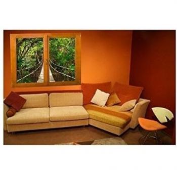 Koziel ventana pegatinas-Soporte de madera en la selva, L 70cm x H 50cm