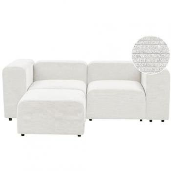 Sofá Modular Moderno de 2 Plazas con Otomana en Pana Blanco Falsterbo