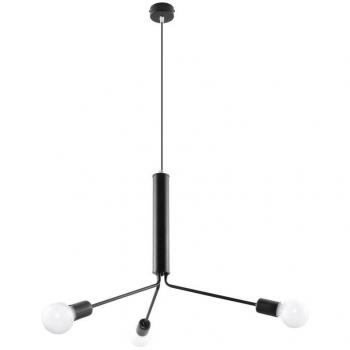Lámpara Suspendida Duomo 3D E27 Acero Negro con 3 Bombillas LED