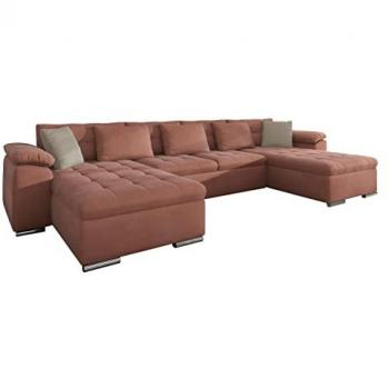 Sofá rinconero Comfivo 111, Uttario Velvet 2955 y 2979, con función de descanso, dimensiones 375x155x76cm