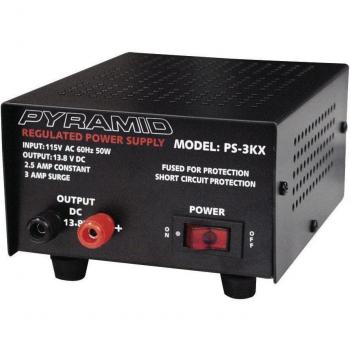 PYRAMID PS3KX Power Supply - 2 Amp Fully Regulated Benchtop AC-to-DC Power Converter