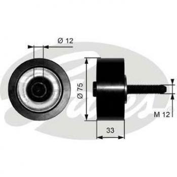 GATES T36291 Polea Inversión/Guía para Correa Poli V, compatible con correas trapezoidales acanaladas, modelo FleetRunner™, diseño duradero y eficiente