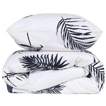 Juego de Funda Nórdica 240x220 Algodón Suave + 2 Fundas de Almohada Blanco Negro Azul Oscuro